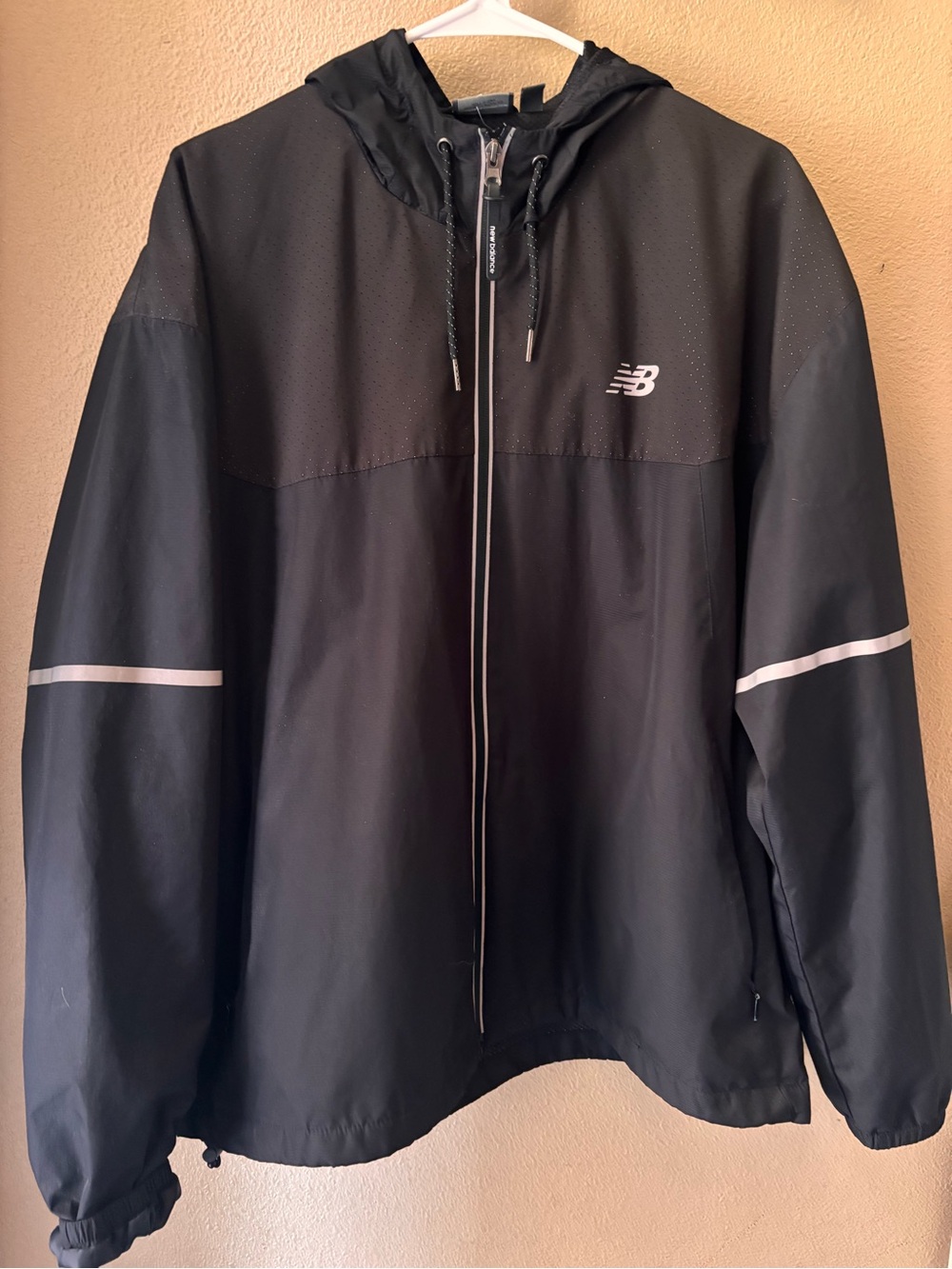 New Balance Black Hooded Reflective Windbreaker